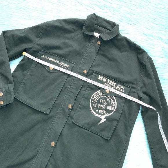 Forever 21 Long Olive Green Heavyweight Shirt - Picture 4 of 7